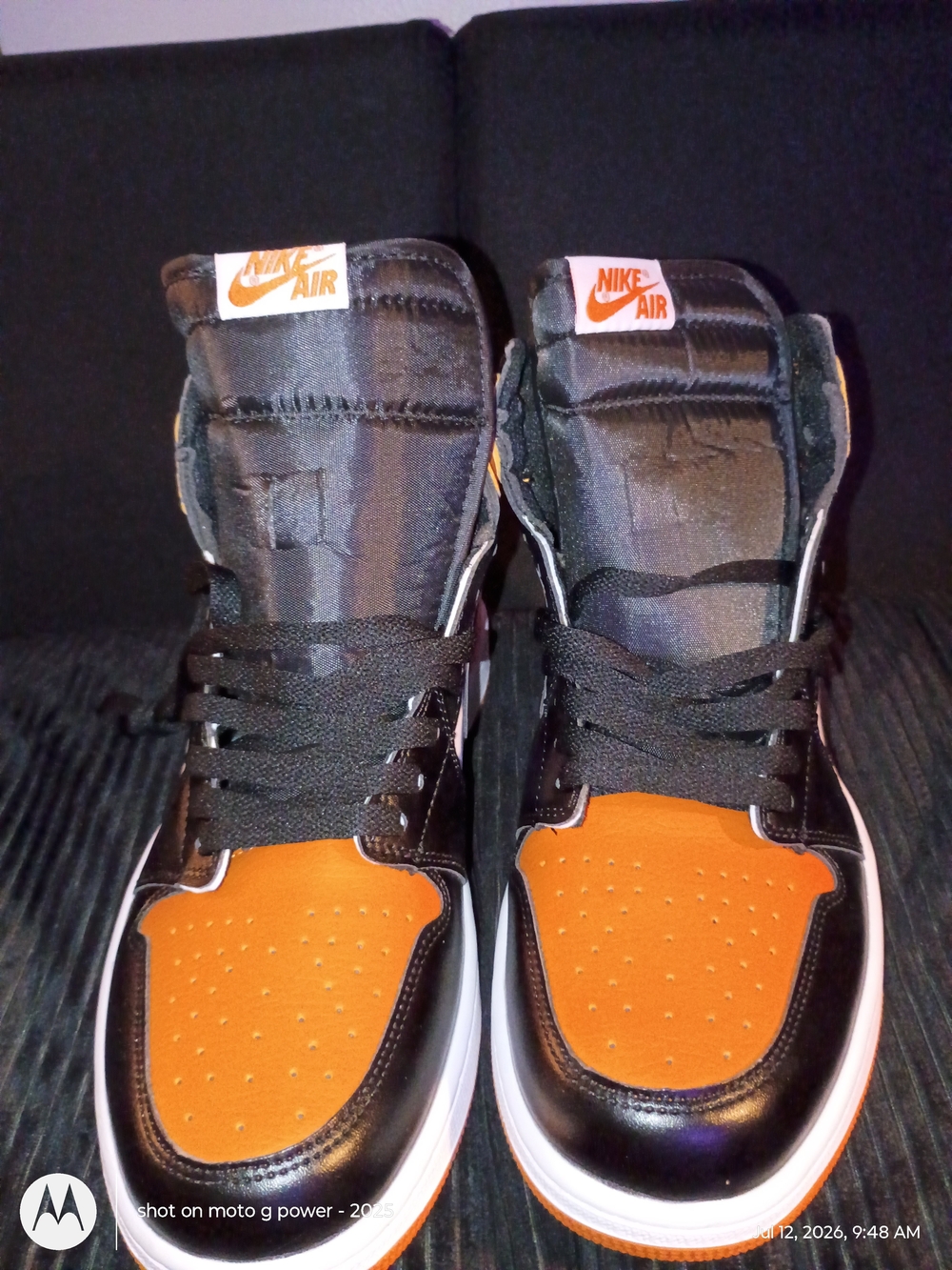 Nike Jordan 1s Air High-Top Sneakers in Black & Orange